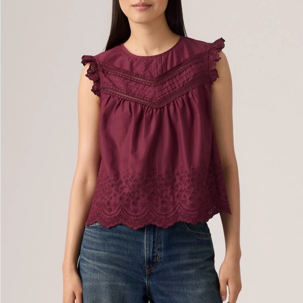 Levi’s Burgundy Lace Trim Top